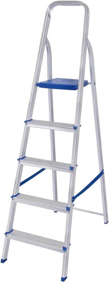 Escada De Alumínio Tesoura Real Escadas 006 Prateado/Azul