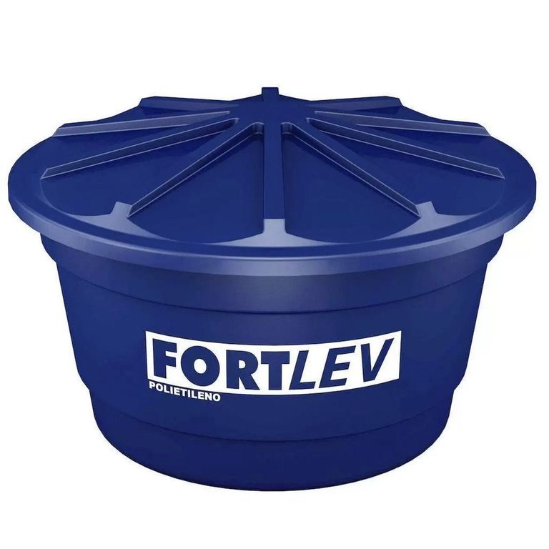 Caixa d'Água 500L Polietileno Tampa Encaixe Azul Fortlev