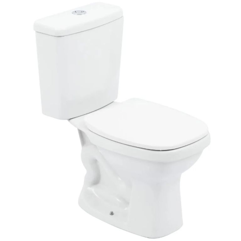 Kit Vaso Sanitário com Caixa Acoplada e Assento Branco Duplo Acionamento 3/6L Saída Vertical Like Celite