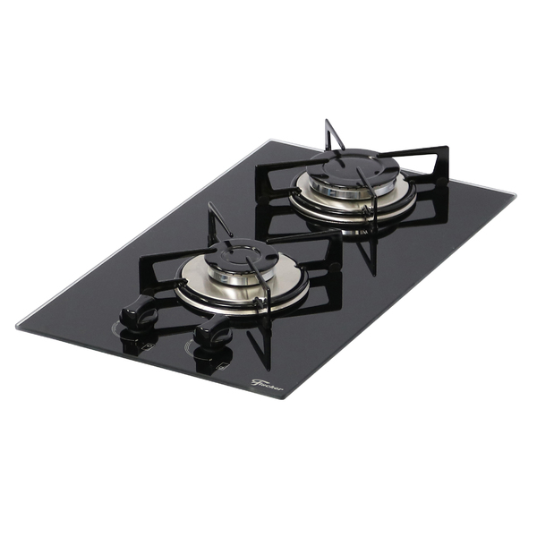 Cooktop 2 Bocas a Gás com Acendimento Automático Vidro Preto Bivolt Fischer